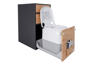 VanEssa Modulturm T2 mit WC-Auszug Dometic offen in Graphit Wildeiche